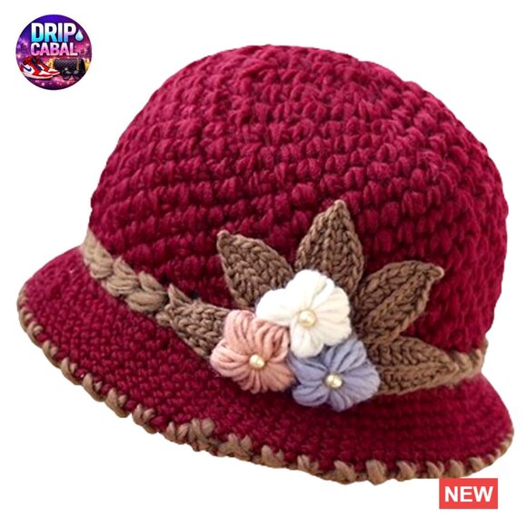 Cotton and Wool Knit Bucket Hat Winter Warm Faux Fur Beanie main image 5